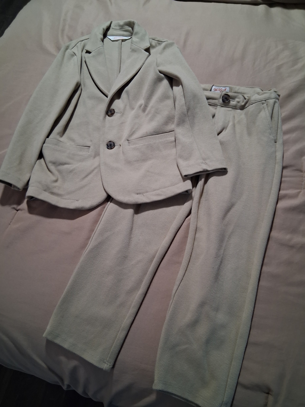 Cat & Jack Kids Tan Beige Blazer Pants Matching Suit Boys Set 4T